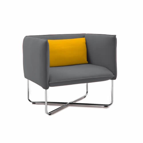 Groove sofa with yellow pillow