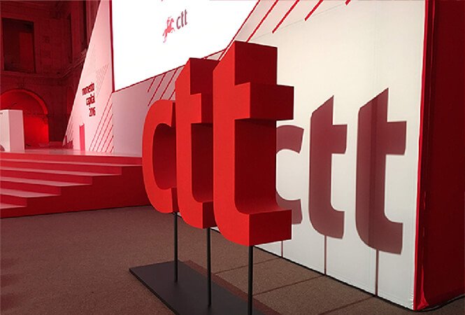 Logo suspended in custom structure